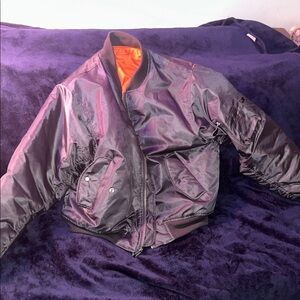 Grey Military Bomber Jacket with Orange Lining